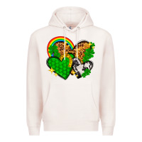Pale Pink St. Patrick's Day hearts with leopard Premium Hoodie - HowdyJamesFarm