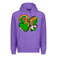 Purple St. Patrick's Day hearts with leopard Premium Hoodie - HowdyJamesFarm