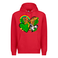 Red St. Patrick's Day hearts with leopard Premium Hoodie - HowdyJamesFarm