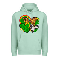 Seafoam St. Patrick's Day hearts with leopard Premium Hoodie - HowdyJamesFarm