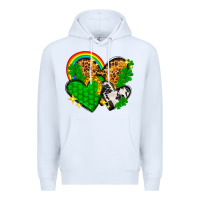White St. Patrick's Day hearts with leopard Premium Hoodie - HowdyJamesFarm