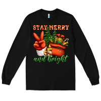 Black stay merry and bright peace hand Long Sleeve Tee - Jasminsmagicworld