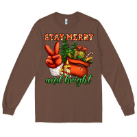 Chestnut stay merry and bright peace hand Long Sleeve Tee - Jasminsmagicworld