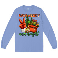 Colony Blue stay merry and bright peace hand Long Sleeve Tee - Jasminsmagicworld