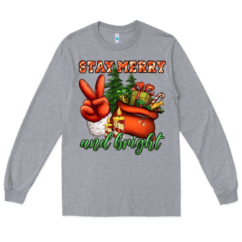 Stay Merry And Bright Peace Hand Long Sleeve Tee by Jasminsmagicworld | Teevron