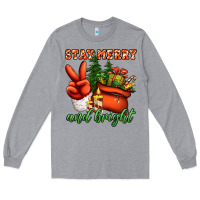 Heather Grey stay merry and bright peace hand Long Sleeve Tee - Jasminsmagicworld