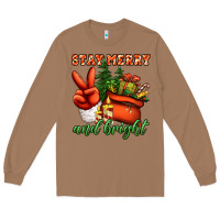 Toasted Coconut stay merry and bright peace hand Long Sleeve Tee - Jasminsmagicworld