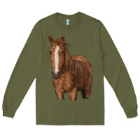 Army Green brown horse Long Sleeve Tee - RanaPortraitStore