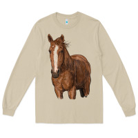 Mushroom brown horse Long Sleeve Tee - RanaPortraitStore
