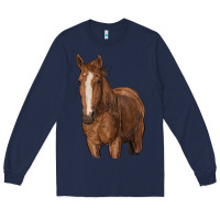Navy brown horse Long Sleeve Tee - RanaPortraitStore