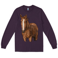 Plum brown horse Long Sleeve Tee - RanaPortraitStore