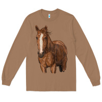 Toasted Coconut brown horse Long Sleeve Tee - RanaPortraitStore