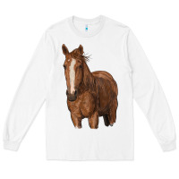 White brown horse Long Sleeve Tee - RanaPortraitStore