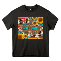 Asphalt just a small town girl with gemstone sunflower serape and cowhide Heavy Core Tee - Artiststas