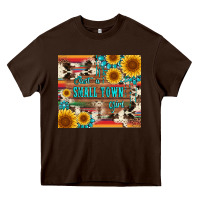 Chocolate Brown just a small town girl with gemstone sunflower serape and cowhide Heavy Core Tee - Artiststas