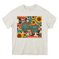 Cream just a small town girl with gemstone sunflower serape and cowhide Heavy Core Tee - Artiststas