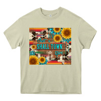 Mossy just a small town girl with gemstone sunflower serape and cowhide Heavy Core Tee - Artiststas
