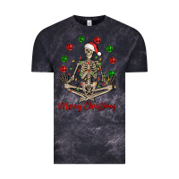 Cloud Black Merry Christmas skeleton Vintage Tee - NancyCooperArtShop