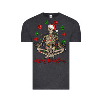 Vintage Black Merry Christmas skeleton Vintage Tee - NancyCooperArtShop