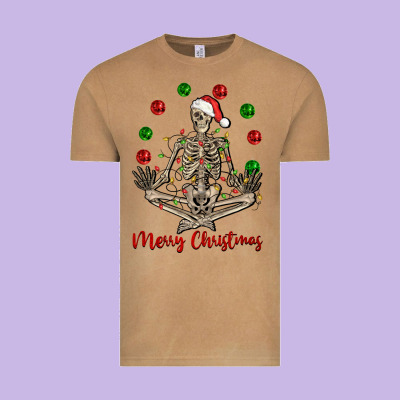 Merry Christmas Skeleton Vintage Tee Designed By Nancycooperartshop