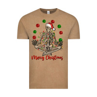 Vintage Coffee Merry Christmas skeleton Vintage Tee - NancyCooperArtShop