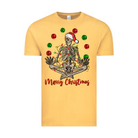 Vintage Mustard Merry Christmas skeleton Vintage Tee - NancyCooperArtShop