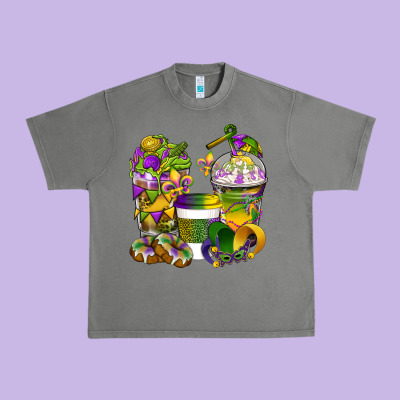 Mardi Gras Coffee Cups Urban Heavy Tee Designed By Bundleandbundleshop