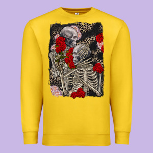 Two Skeletons Hugging Valentine's Day Premium Sweatshirt Designed By Fadigitalartstudio