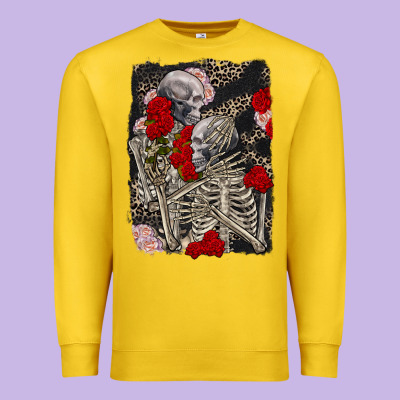 Two Skeletons Hugging Valentine's Day Premium Sweatshirt Designed By Fadigitalartstudio