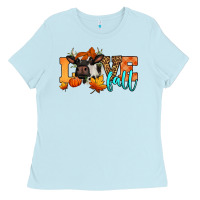 Baby Blue love fall holstein cow Ladies Tee - Jasminsmagicworld