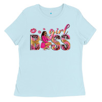 Baby Blue girl boss afro black woman Ladies Tee - NancyCooperArtShop