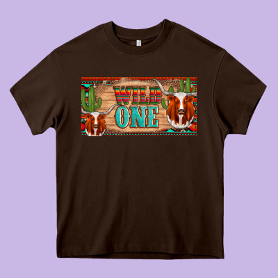 Texas Longhorn Wild One Cactus Licanse Plate Heavy Core Tee Designed By Artiststas