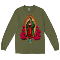 Army Green our lady of guadalupe Long Sleeve Tee - Jasminsmagicworld