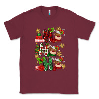 Burgundy ho ho ho reindeer Classic Tee - MaliasSmallBusiness