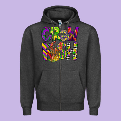 Crawfish Mardi Gras Zipper Hoodie Designed By Cowgirlartshop