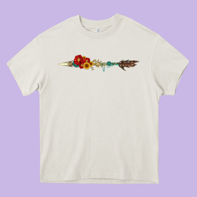Flowers And Arrow With Gemstone Heavy Core Tee Designed By Artiststas