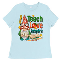 Baby Blue gnome teach love inspire Ladies Tee - NancyCooperArtShop
