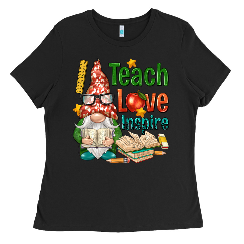 Gnome Teach Love Inspire Ladies Tee by NancyCooperArtShop | Teevron