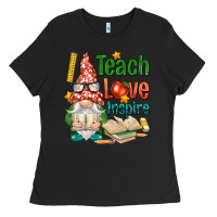 Black gnome teach love inspire Ladies Tee - NancyCooperArtShop