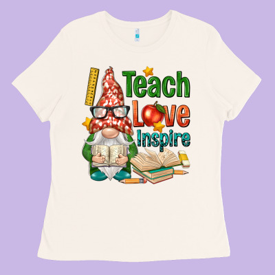 Gnome Teach Love Inspire Ladies Tee Designed By Nancycooperartshop