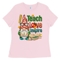 Bubblegum Pink gnome teach love inspire Ladies Tee - NancyCooperArtShop