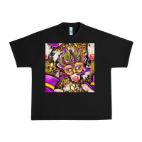 Black Mardi Gras cow with carnival mask seamless pattern Urban Heavy Tee - BundleAndBundleShop