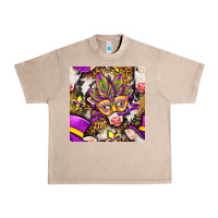 French Oak Mardi Gras cow with carnival mask seamless pattern Urban Heavy Tee - BundleAndBundleShop
