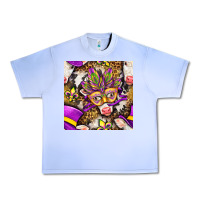 Grape Ice Mardi Gras cow with carnival mask seamless pattern Urban Heavy Tee - BundleAndBundleShop