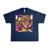 Navy Mardi Gras cow with carnival mask seamless pattern Urban Heavy Tee - BundleAndBundleShop