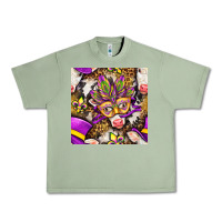 Oil Green Mardi Gras cow with carnival mask seamless pattern Urban Heavy Tee - BundleAndBundleShop