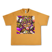 Peanut Butter Mardi Gras cow with carnival mask seamless pattern Urban Heavy Tee - BundleAndBundleShop