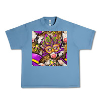 Pebble Blue Mardi Gras cow with carnival mask seamless pattern Urban Heavy Tee - BundleAndBundleShop