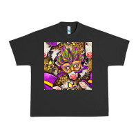 Pigment Black Mardi Gras cow with carnival mask seamless pattern Urban Heavy Tee - BundleAndBundleShop