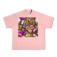 Salmon Mardi Gras cow with carnival mask seamless pattern Urban Heavy Tee - BundleAndBundleShop